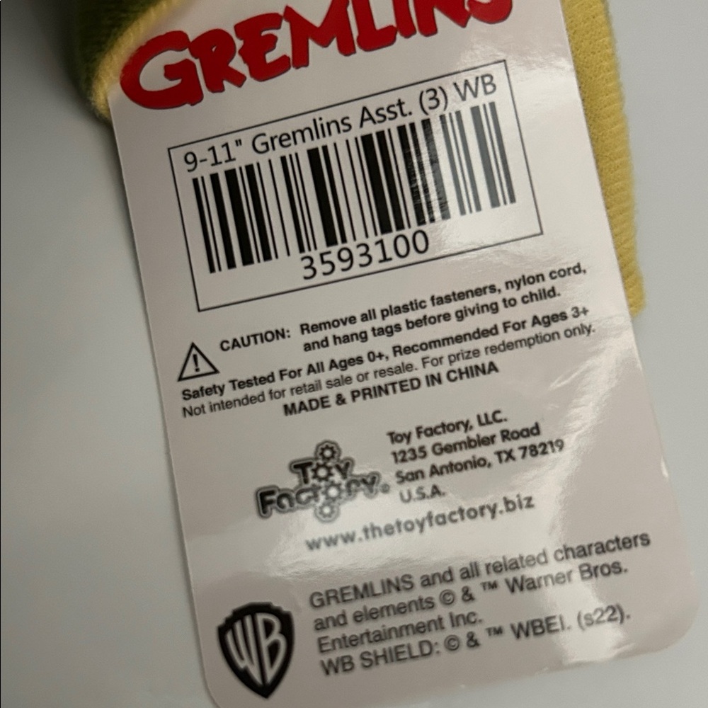 Gremlins Stripe Green and Yellow Stuffed Toy - Picture 3 of 7